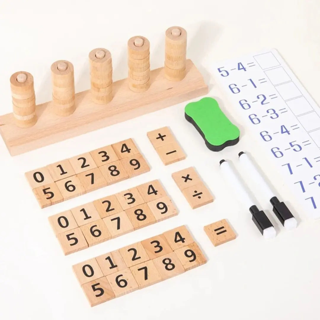 Timbres Montessori en bois – Opérations et système décimal pour enfants dès 5 ans Timbres Montessori en bois – Opérations et système décimal pour enfants dès 5 ans