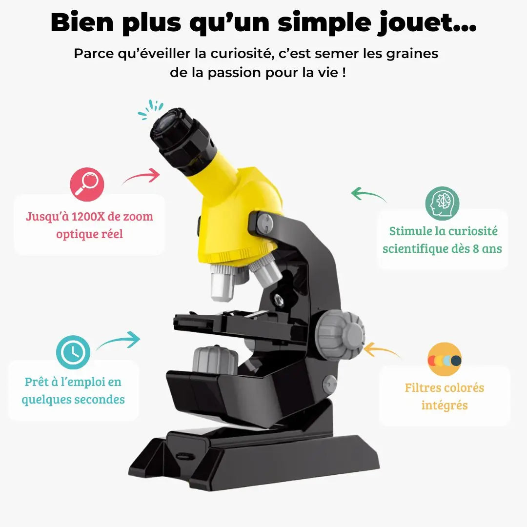 Microscope optique 1200X avec support téléphone – ScientiScope™
