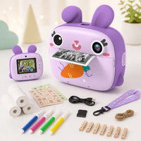 Appareil photo enfant lapin violet avec impression sans encre et accessoires
