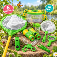 Attrape insecte BBChoupette kit complet avec filet boîte-loupe jumelles pinces et sifflet