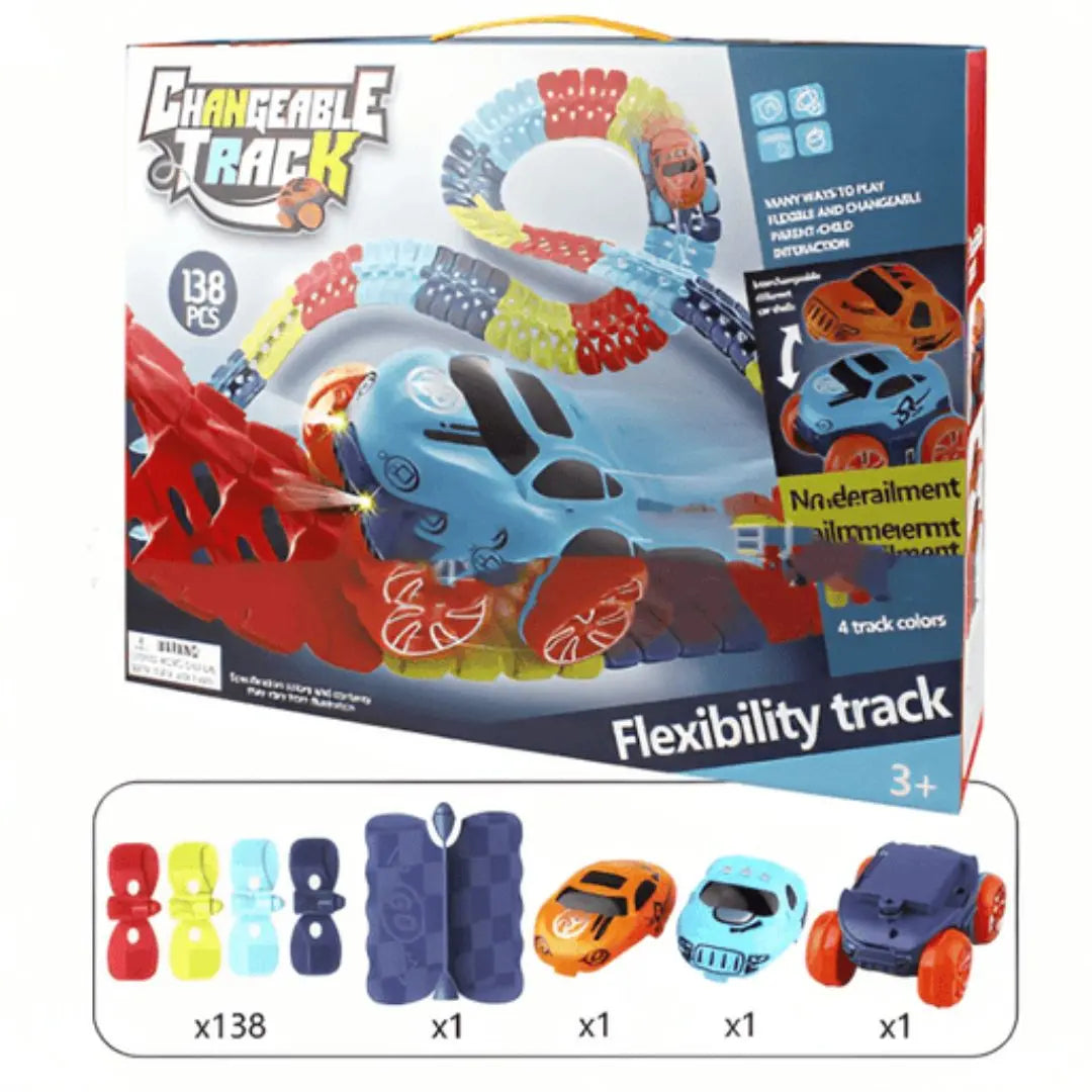 Circuit De Course Automobile Enfant – 2 Loopings 360°, 4 Voitures à Tirage Rapide, Sans Pile, Dès 3 Ans