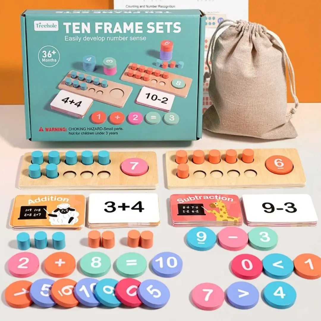 Jeu Arithmétique en Bois Montessori - Ten Frame Sets™ 