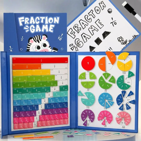 Juego de fracciones Montessori, juego de fracciones, cebra visual general