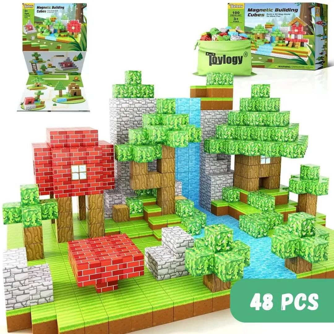 Bloc de Construction Magnétique Montessori | CréaMags™ - Éduca Sagesse