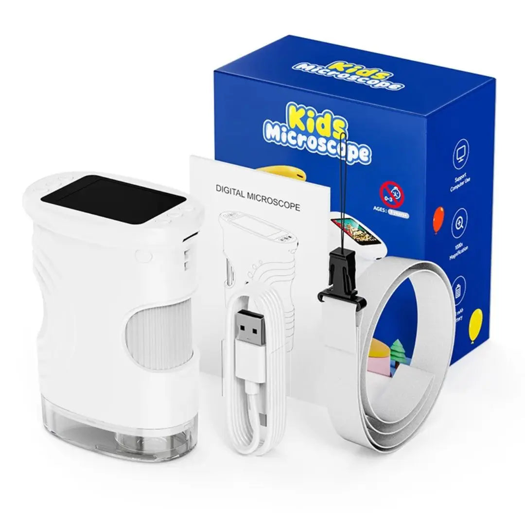 Microscope Enfant avec Écran 5 cm et Zoom 1000x - EduZoom™ Blanc 