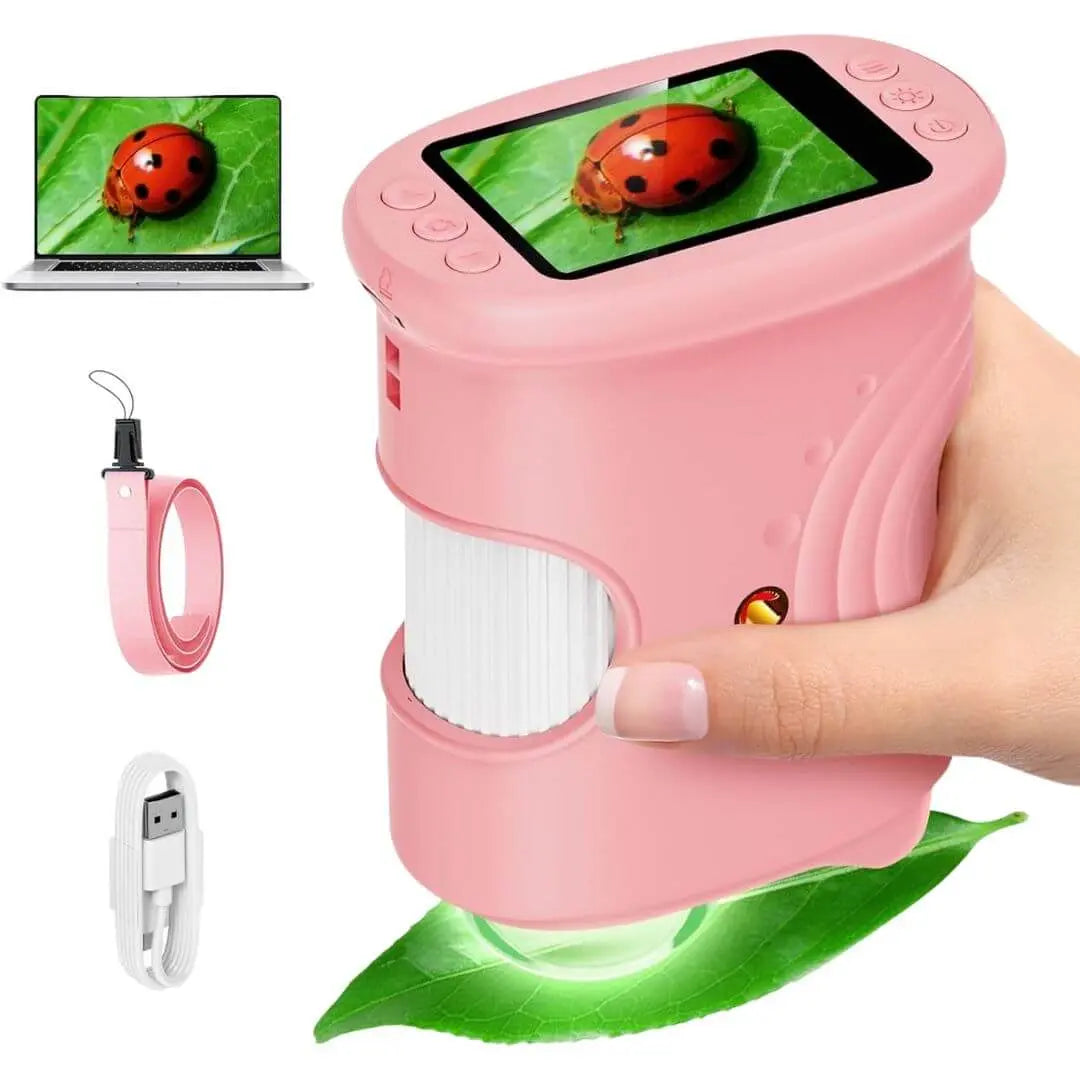 Microscope Enfant avec Écran 5 cm et Zoom 1000x - EduZoom™ Rose 