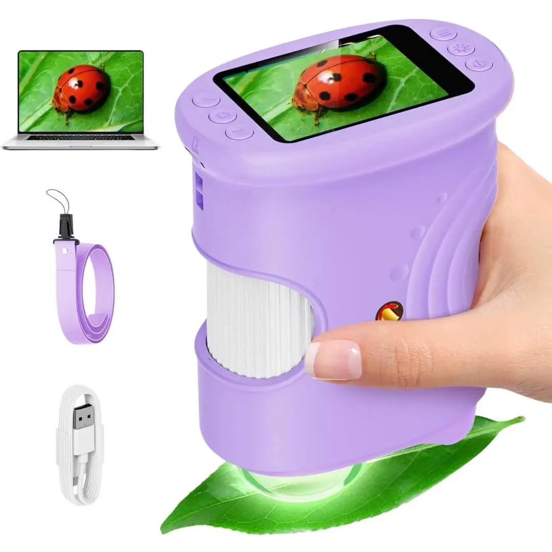 Microscope Enfant avec Écran 5 cm et Zoom 1000x - EduZoom™ Violet 