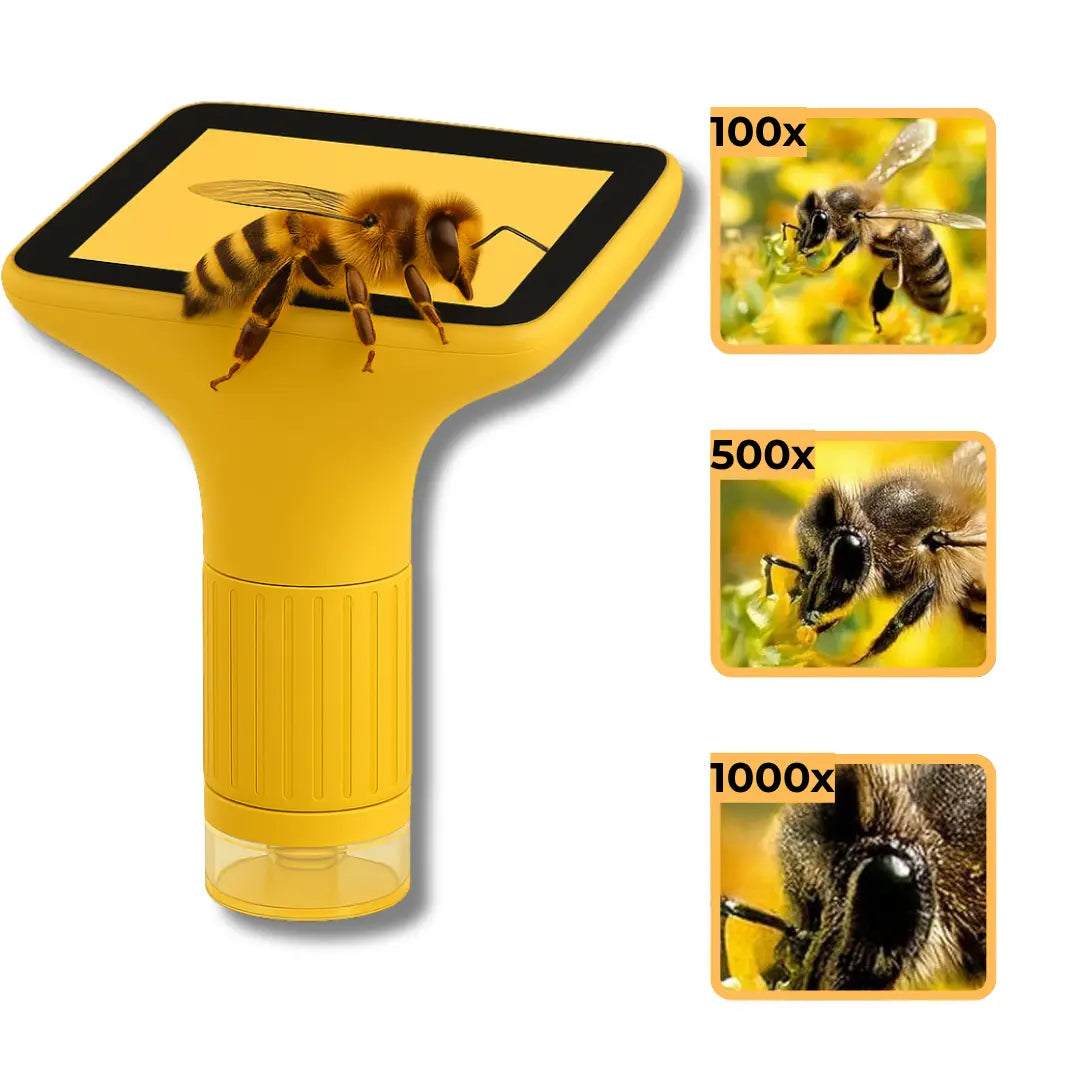 Microscope Numérique Enfant Avec écran IPS 2 Pouces - Grossissement 500X-1000X, 8 LEDs, Compatible Mac/Windows