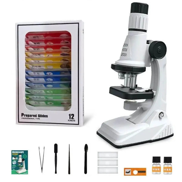Microscope Portable Pour Enfant 60-120x – Kit Scientifique Avec Lamelles, Jouet éducatif Idéal Pour Les 4-16 Ans (blanc, Bleu Ou Jaune)
