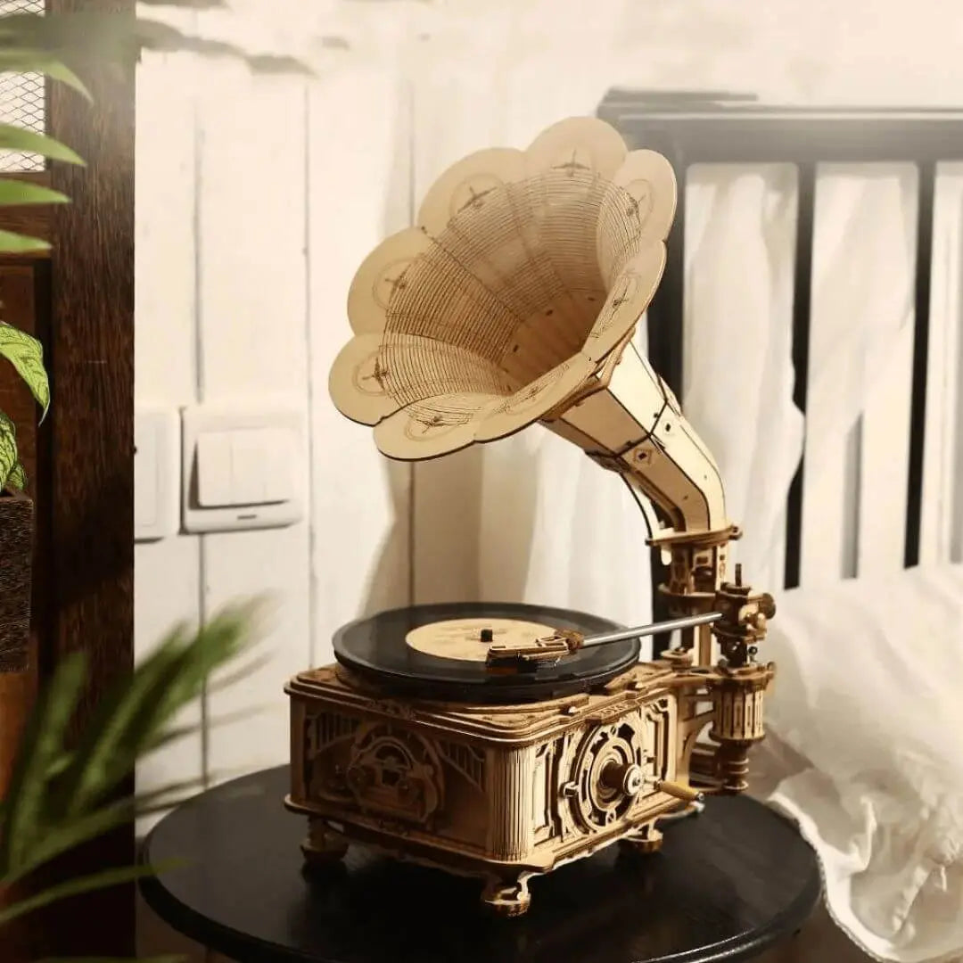 Puzzle 3D en Bois Gramophone Vintage – RetroGear™ 