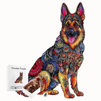 Puzzle en bois chien coloré avec pièces uniques pour enfant et adulte