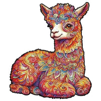 Puzzle Bois Lama Coloré. 