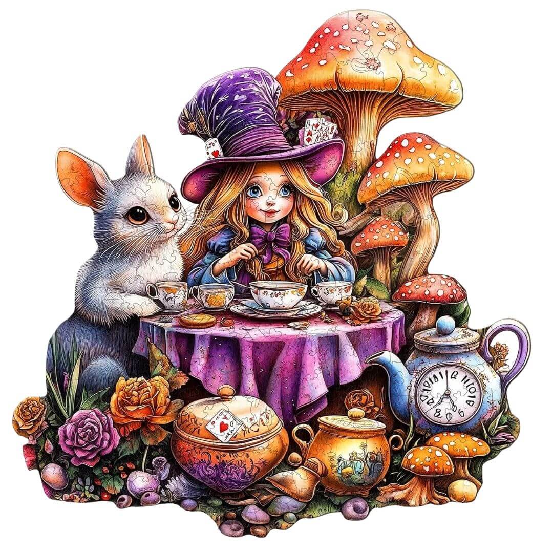 Activité sans écran avec puzzle bois lapin blanc et pièces de formes uniques