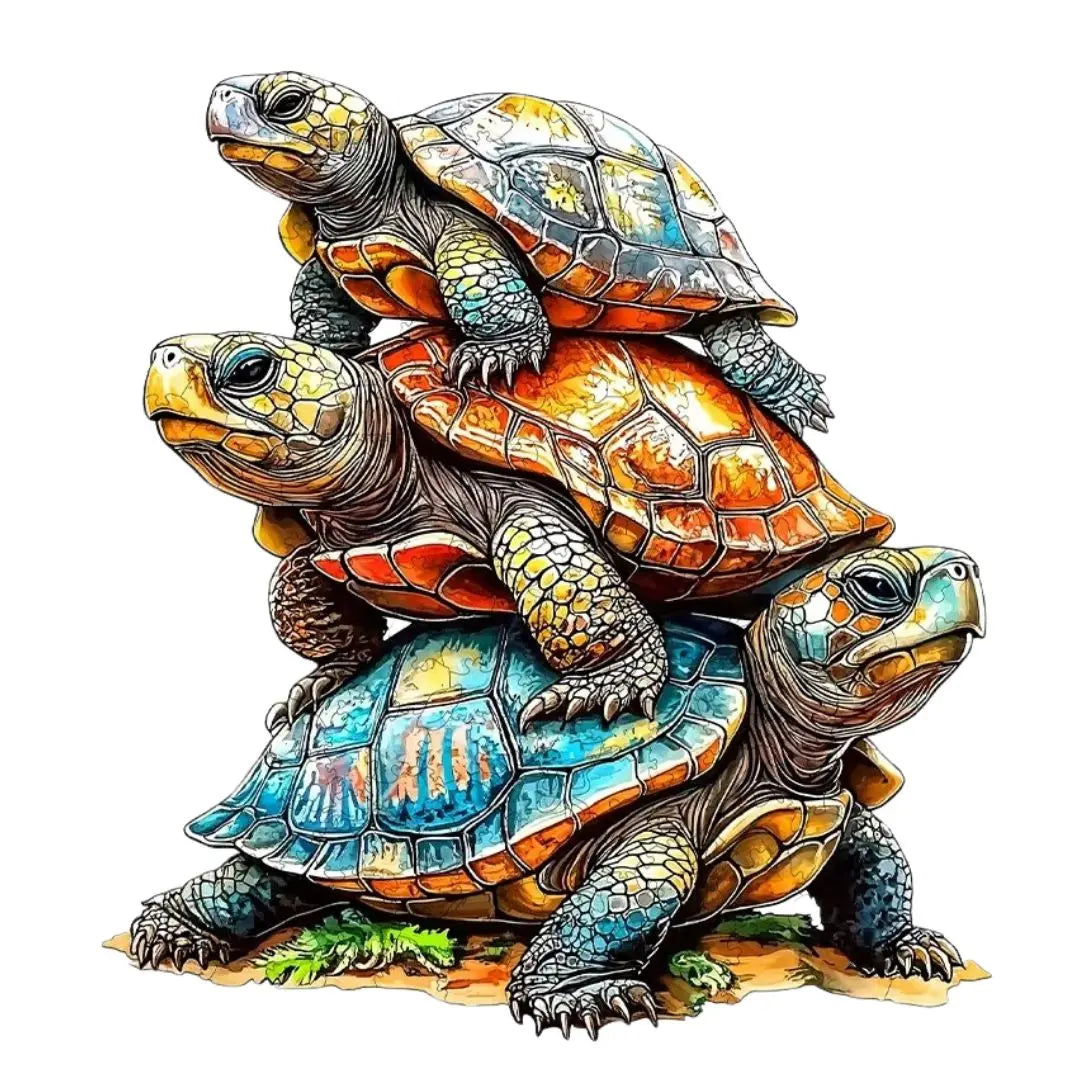 Puzzle bois tortues océanes avec pièces uniques, activité relaxante et éducative inspirée du monde marin pour enfant et adulte