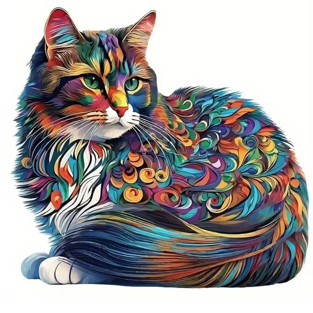puzzle en bois chat moment de détente adulte