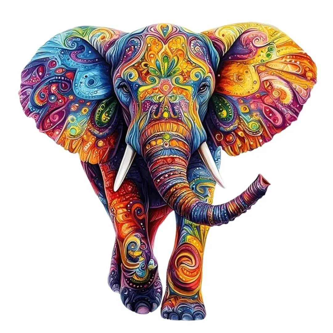 Puzzle en Bois Éléphant Coloré – ColorfulMind™ - BBChoupette