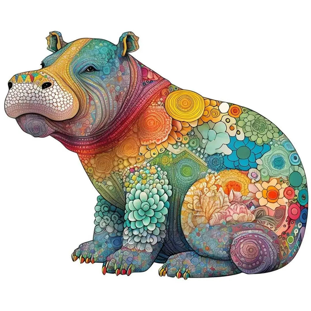 Puzzle en Bois Hippopotame Coloré – HippoPuzzle™ - BBChoupette