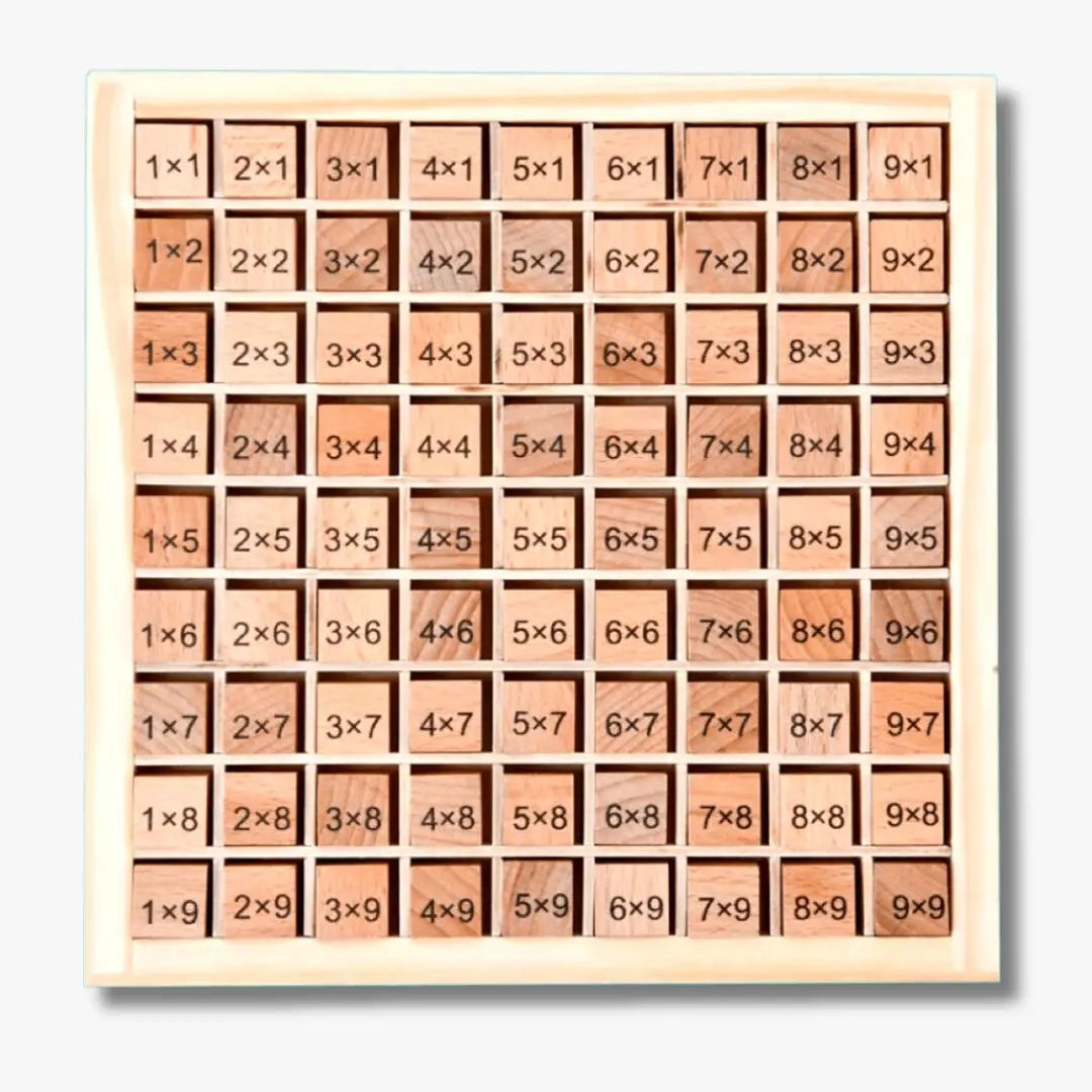 Table de multiplication Montessori en bois naturel - EduMath™ 