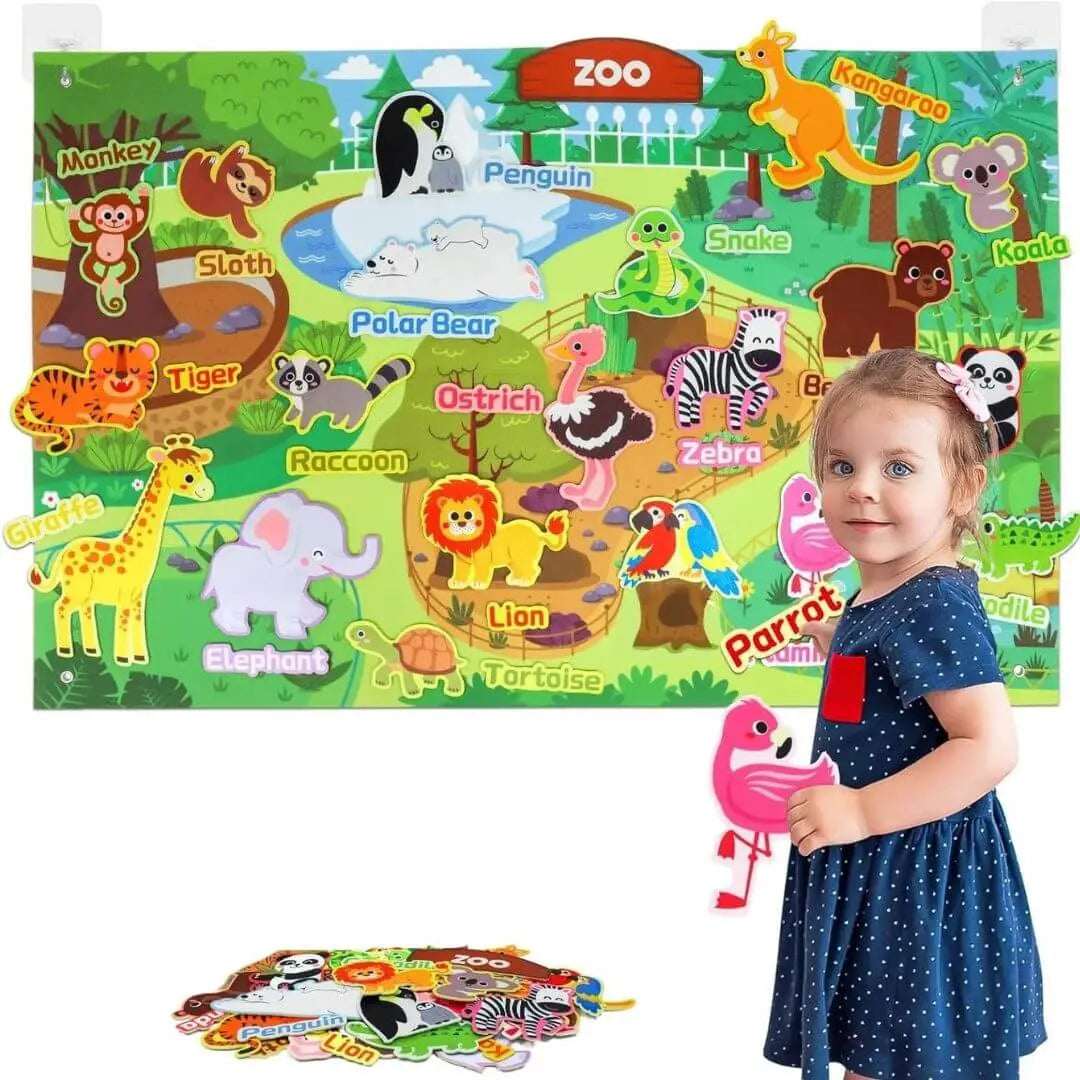 Tableau En Feutre Interactif Ferme Pour Enfants - Storyboard Éducatif Avec Pièces Amovibles Et Crochets