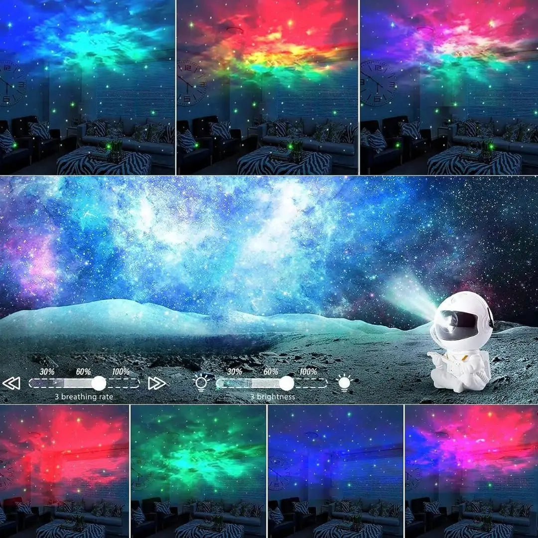 Veilleuse projecteur astronaute affichant 8 options de couleur pour créer une ambiance apaisante et relaxante dans la chambre