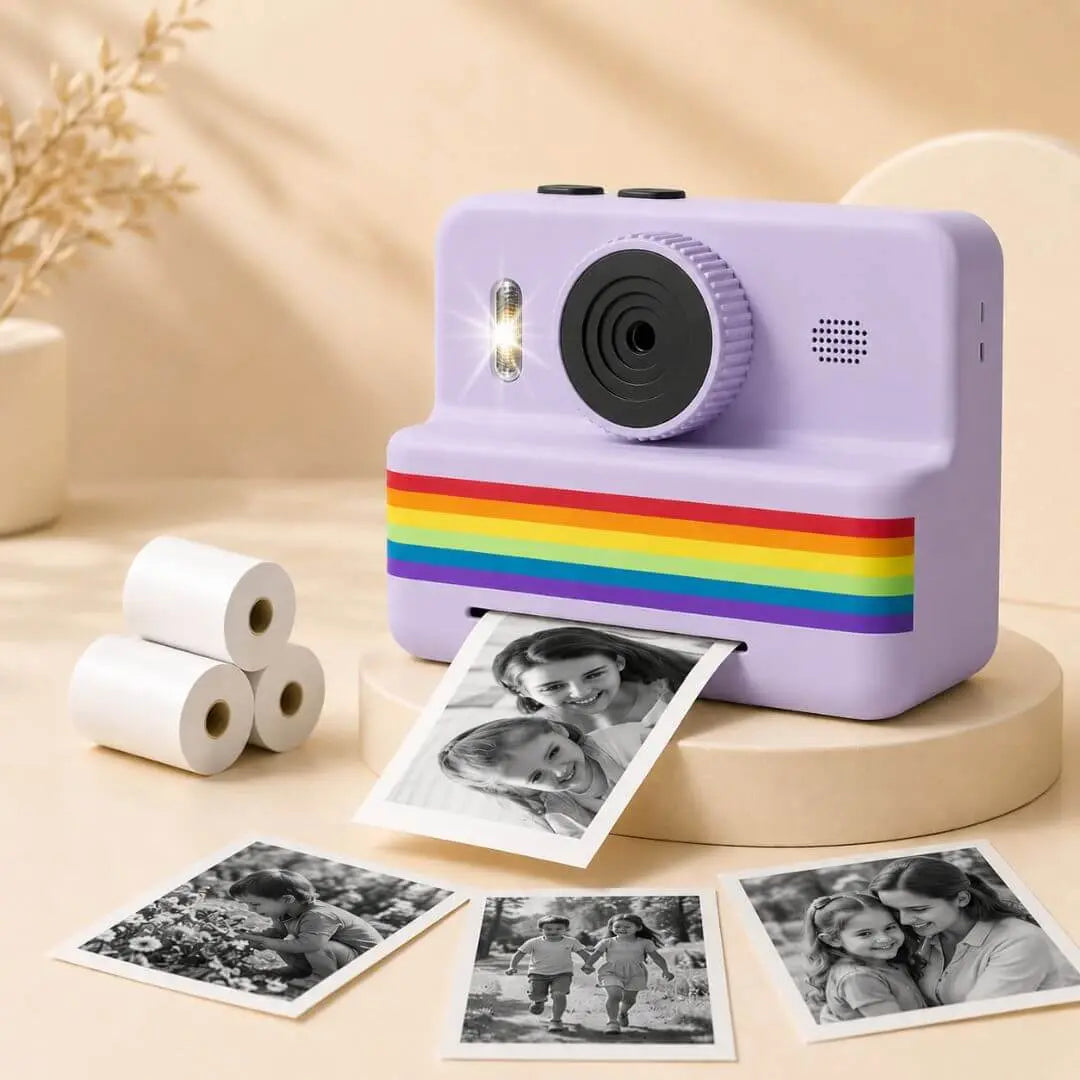 Appareil photo imprimante enfant violet avec technologie thermique