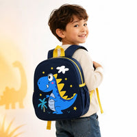 Cartable enfant bleu avec motif dinosaure rigolo