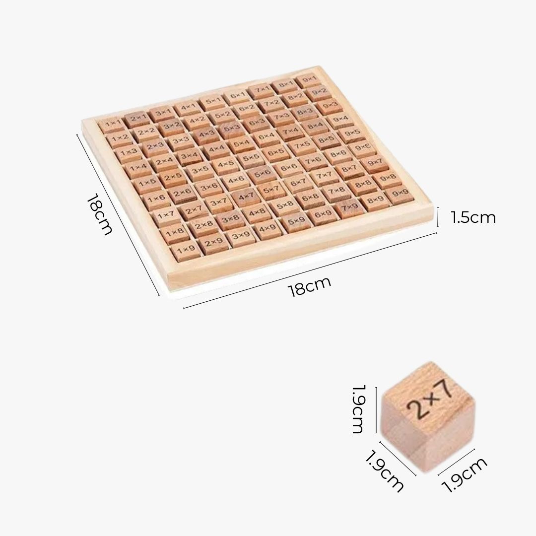 Table de multiplication Montessori en bois naturel - EduMath™